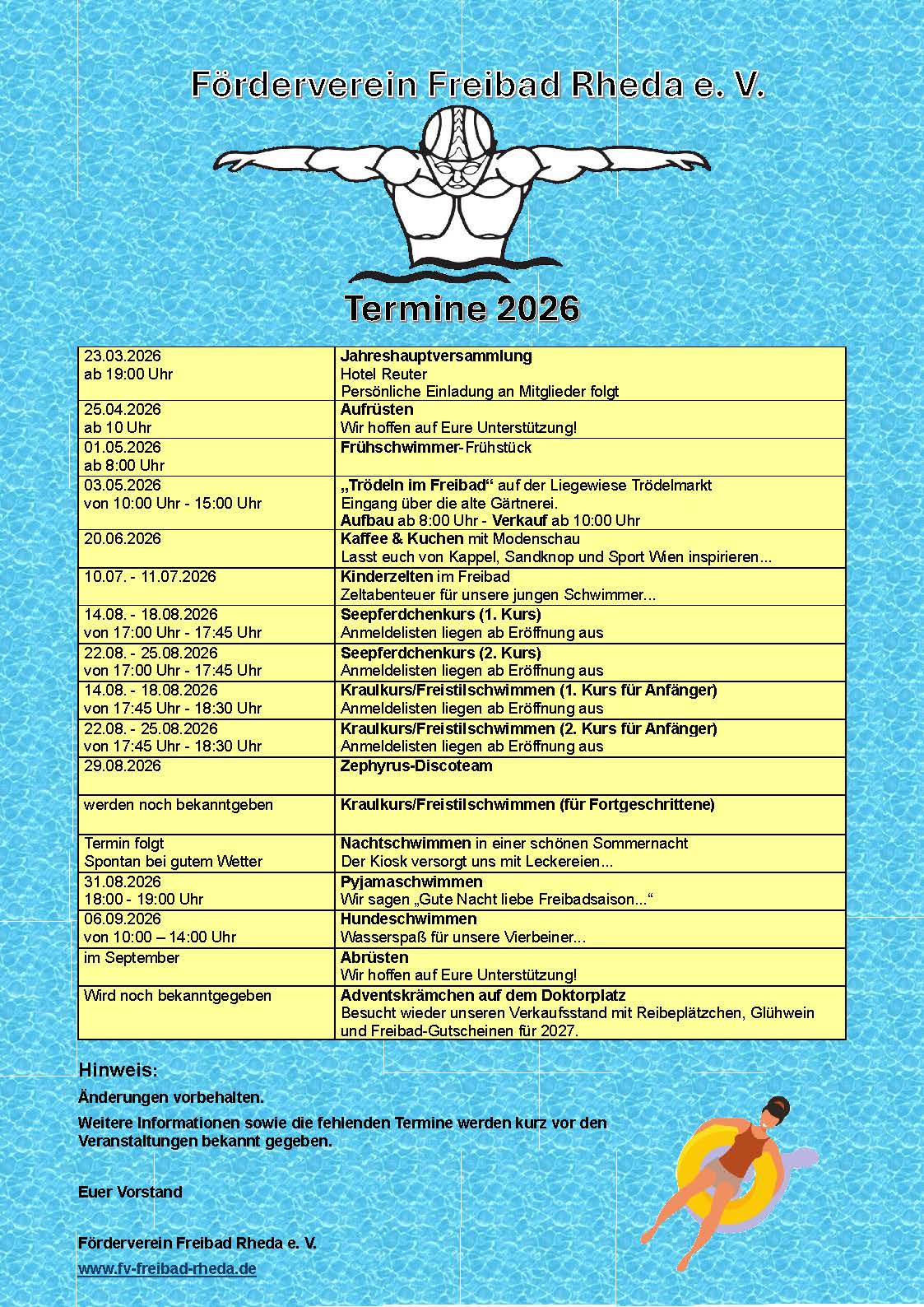 2026 Terminuebersicht